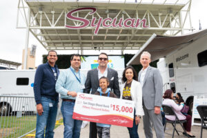 Sycuan Casino Resort presented a check for $15,000 to the San Diego Blood Bank during the Padres Summer Blood Drive at Petco Park.